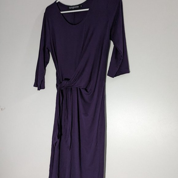 Tangente 3/4 Sleeve Wrap Dress Deep Purple Size Medium - Picture 1 of 8